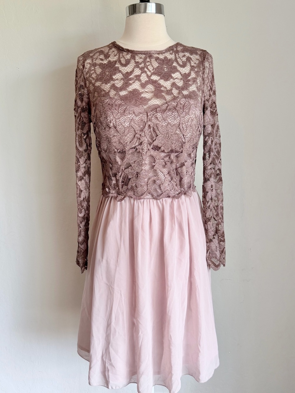 Little Mistress Lace Overlay 2-tone Dress, NWT